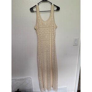 Daisy Fuentes Maxi Dress Cream Overlay Tank Dress Womans XL